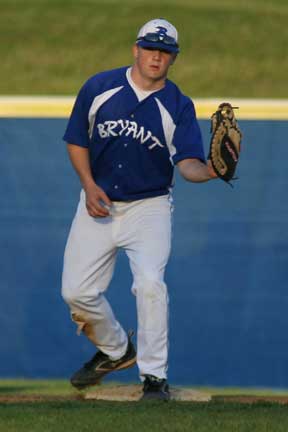 Brady Butler takes a throw at first. (Photo by Rick Nation)