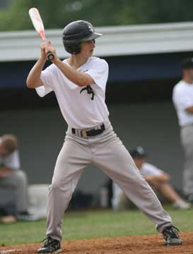 Evan Jobe had two hits and two runs batted in for the Junior Sox on Saturday. (Photo by Rick Nation)