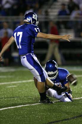 Jace Denker kicked a 36-yard field goal with Tyler Jamison holding. (Photo by Rick Nation)