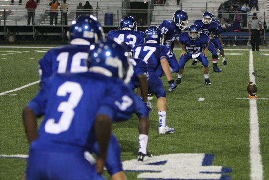 The Bryant freshman kickoff coverage team got in some work Thursday night. (Photo by Rick Nation)