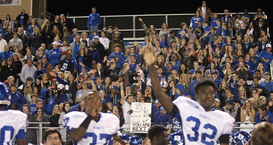 A Bryant fan counts down the Hornets' victories over teams with feline mascots, Panthers, Tigers and, on Friday, Wampus Cats. (Photo by Rick Nation)