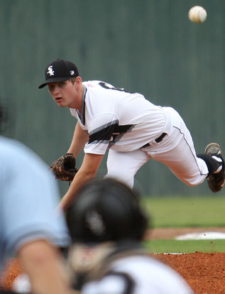 Beaux Bonvillain started on the mound for the Black Sox. (Photo by Rick Nation)