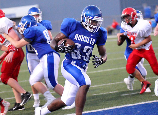 Ahmad Adams scored a touchdown to cap off the first series of Thursday's game. (Photo by Kevin Nagle)